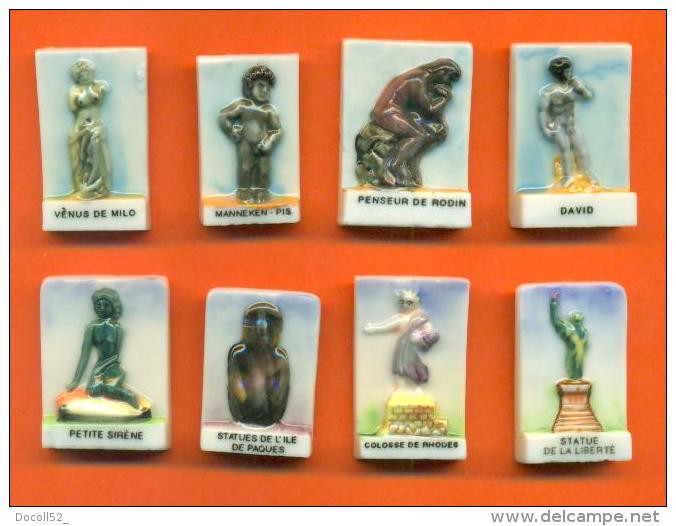 Serie Complete De 8 Feves   "  Statues Celebres  " 1995 - Regiones