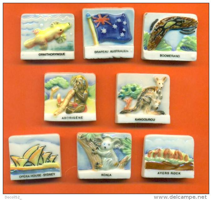 Serie Complete De 8 Feves Plates  " L'australie  " 199? - Countries