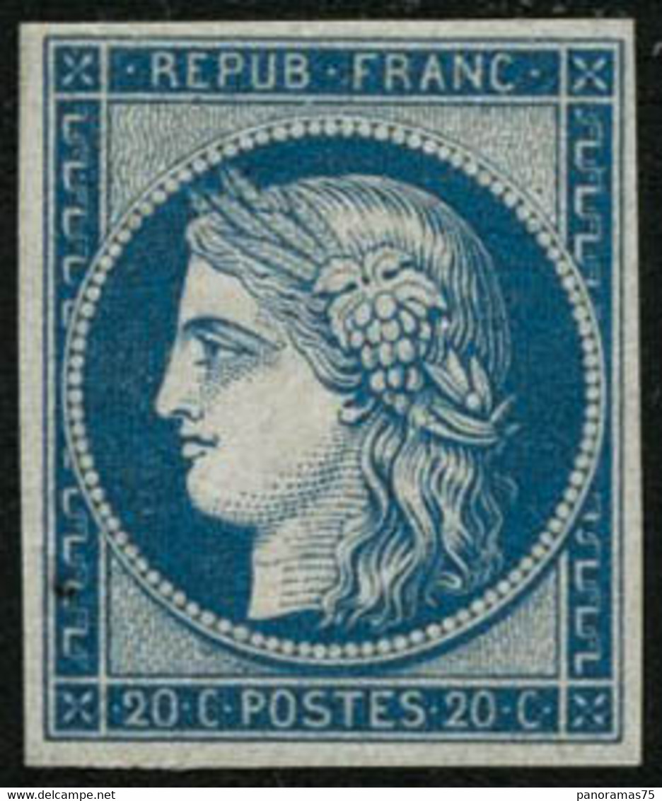 ** N°8F 20c Bleu, Réimp - TB - 1849-1850 Ceres