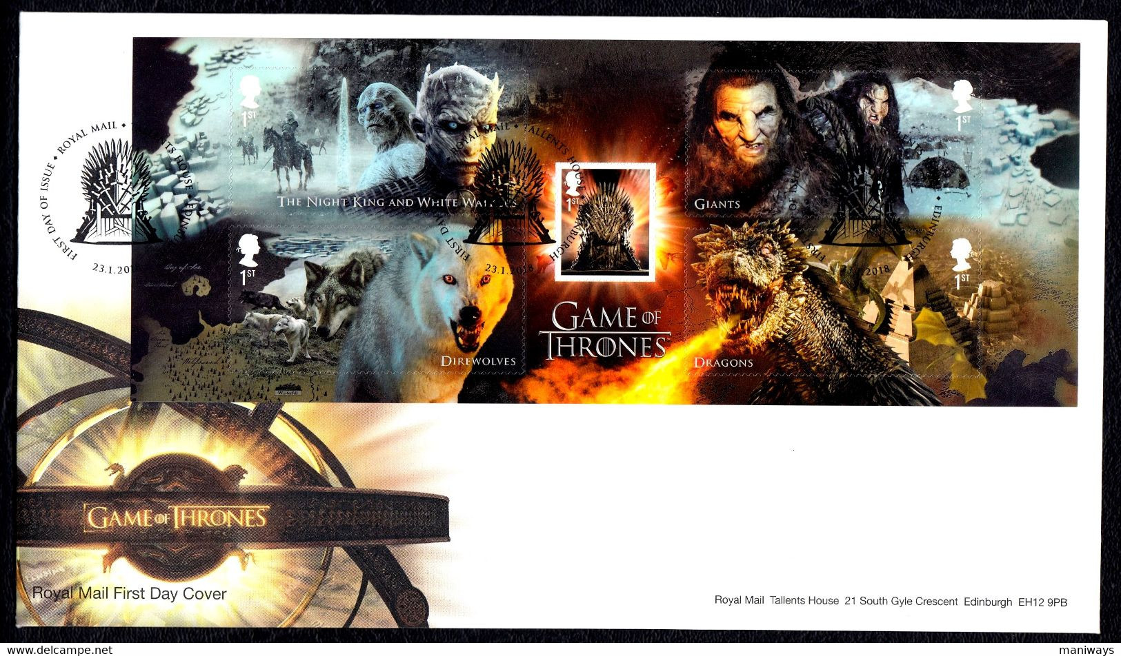 Great Britain 2018 Game Of Thrones First Day Covers FDC - 2011-2020 Em. Décimales