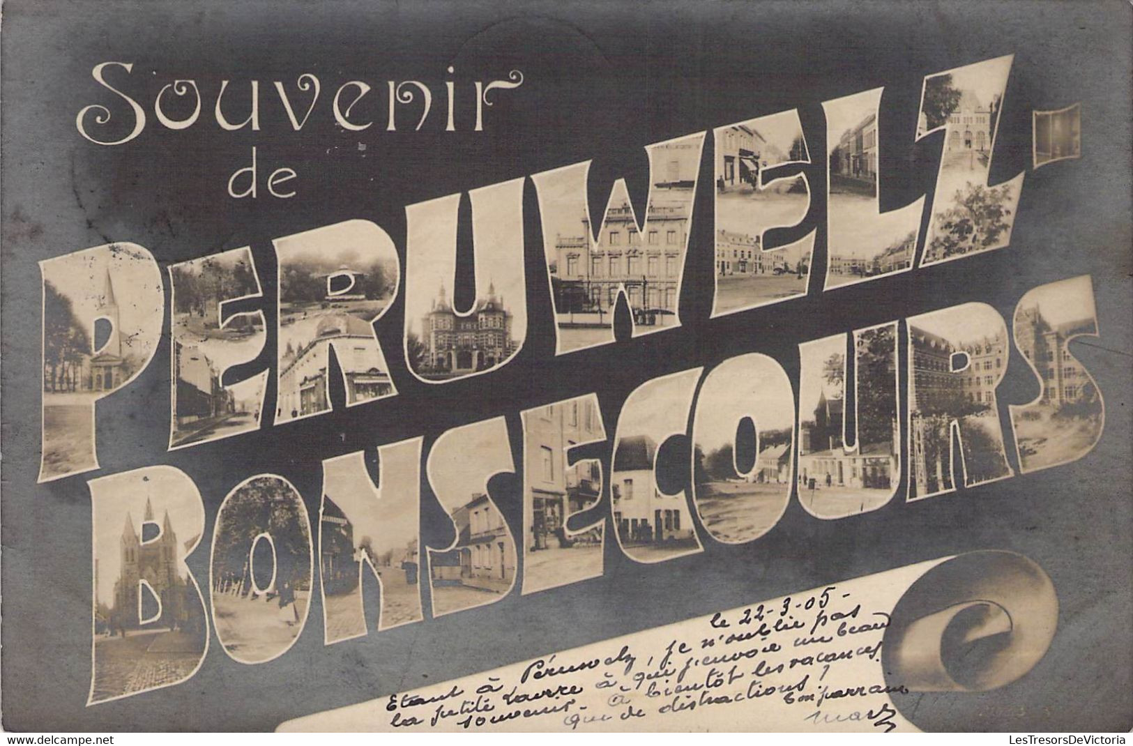 CPA Souvenirs De - PERUWELZ BONSECOURS - Dos Non Divisé - Saluti Da.../ Gruss Aus...