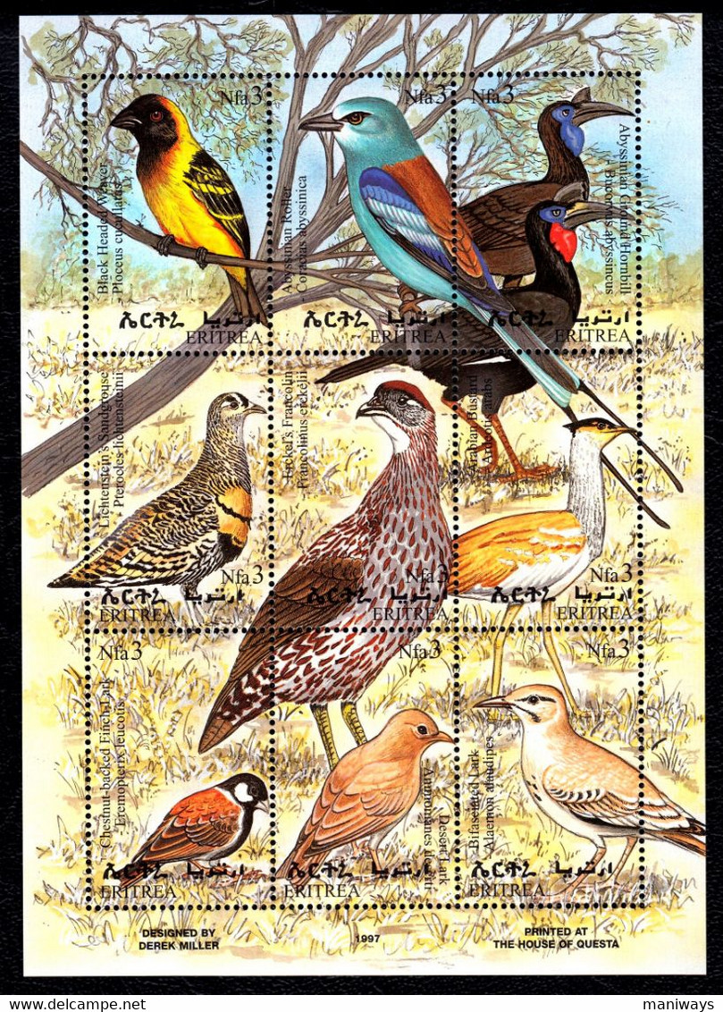 Eritrea 1998 Birds Mint MNH Miniature Sheet SC 305 - Eritrea