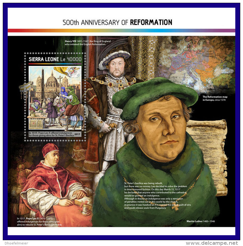 SIERRA LEONE 2017 ** 500 Years Reformation Martin Luther S/S - OFFICIAL ISSUE - DH1716 - Teologi