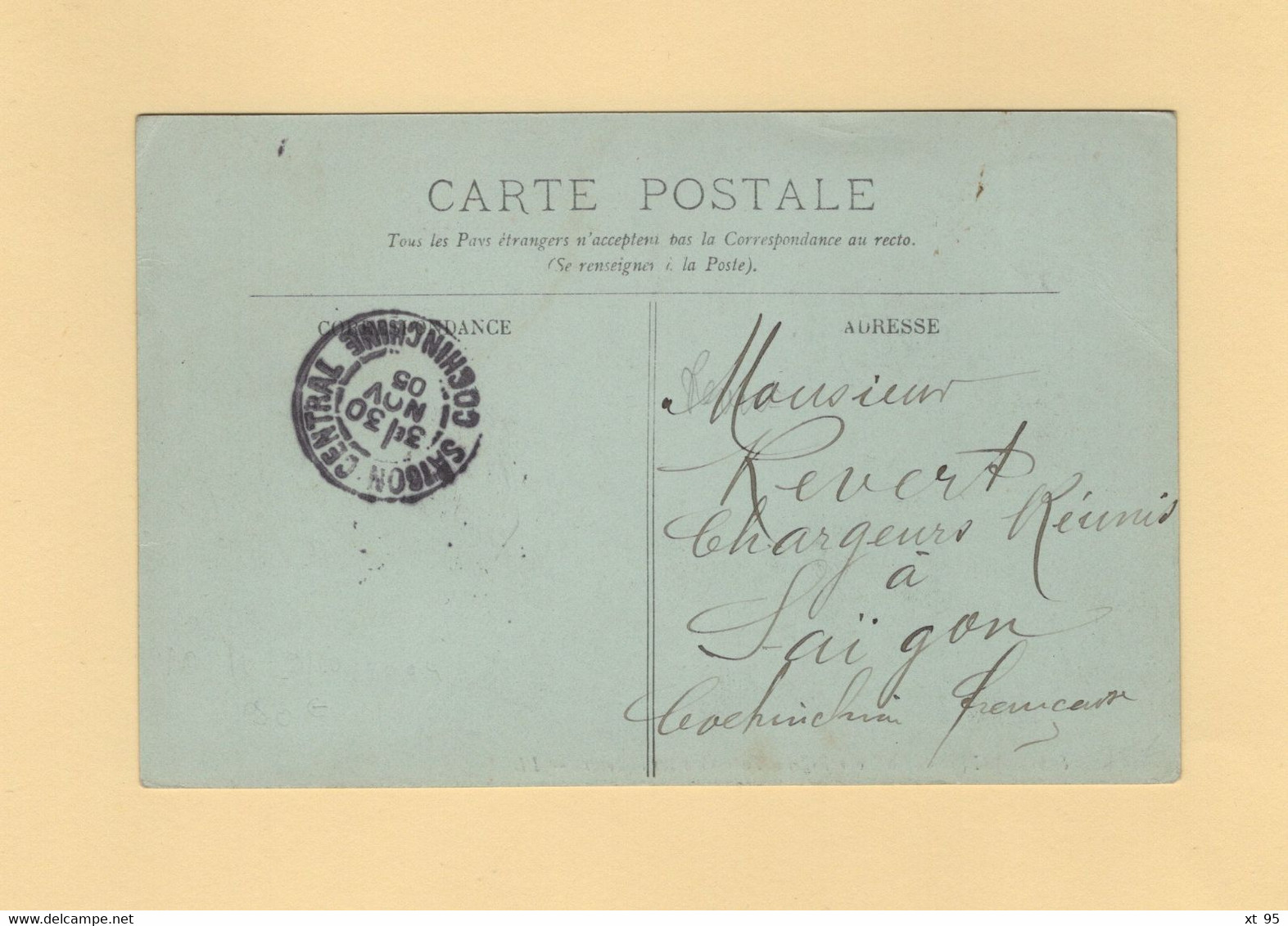 Cochinchine - Saigon Central - 1905 - Sur Type Blanc De France - Probable Annulation A L Arrivee - Piece Unique - Rare - Briefe U. Dokumente