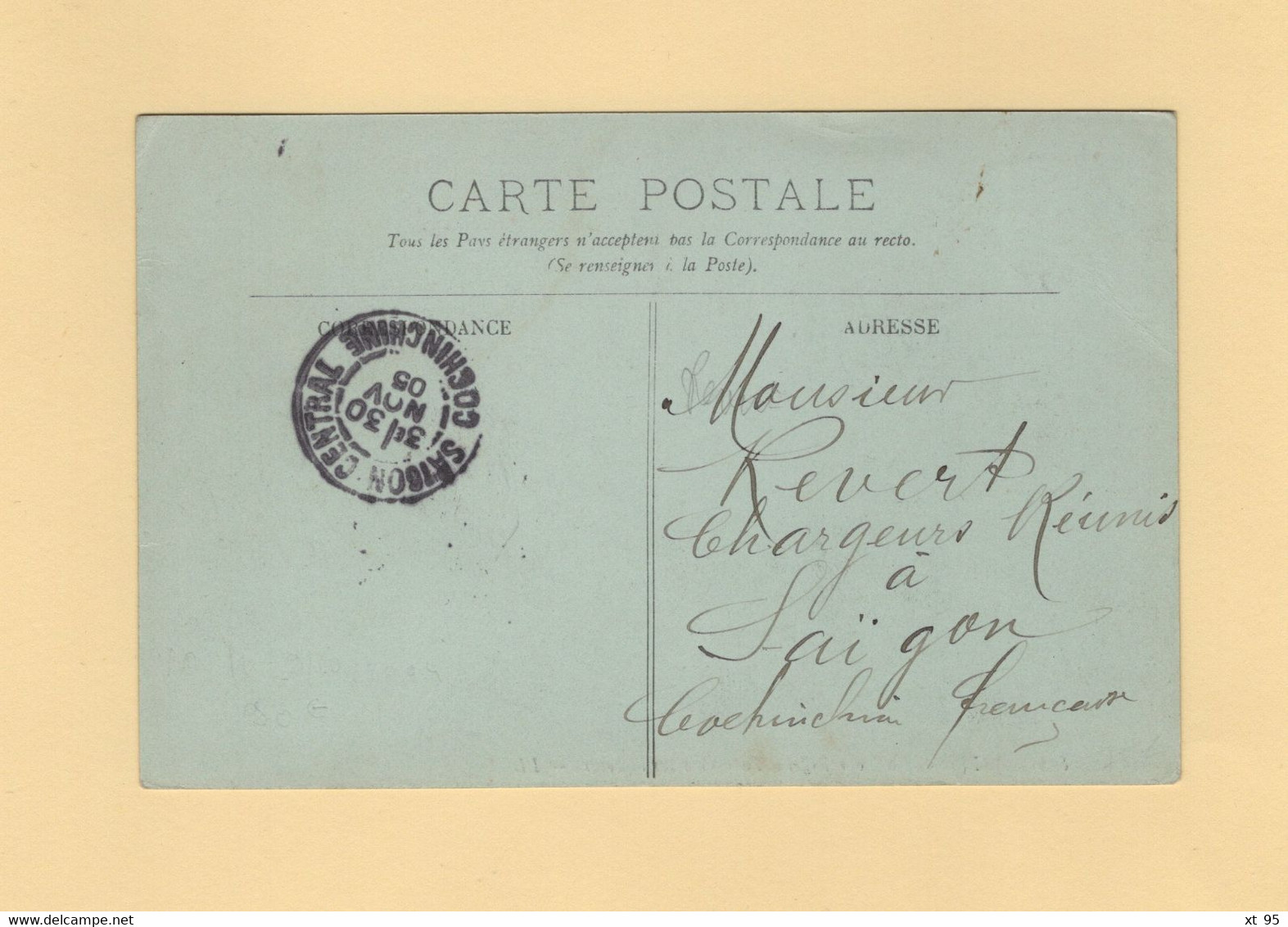 Cochinchine - Saigon Central - 1905 - Sur Type Blanc De France - Probable Annulation A L Arrivee - Piece Unique - Rare - Lettres & Documents