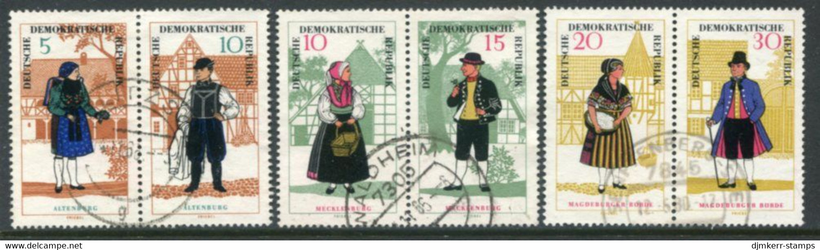 DDR / E. GERMANY 1966 Traditional Costumes Pairs  Used With Postal Cancellations.  Michel  1214-19 - Usados