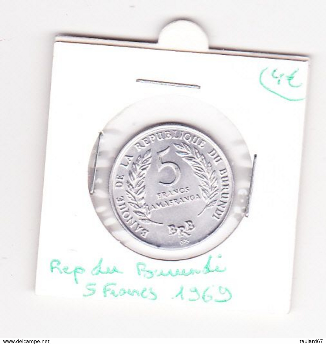 République Du Burundi 5 Francs 1969 - Burundi