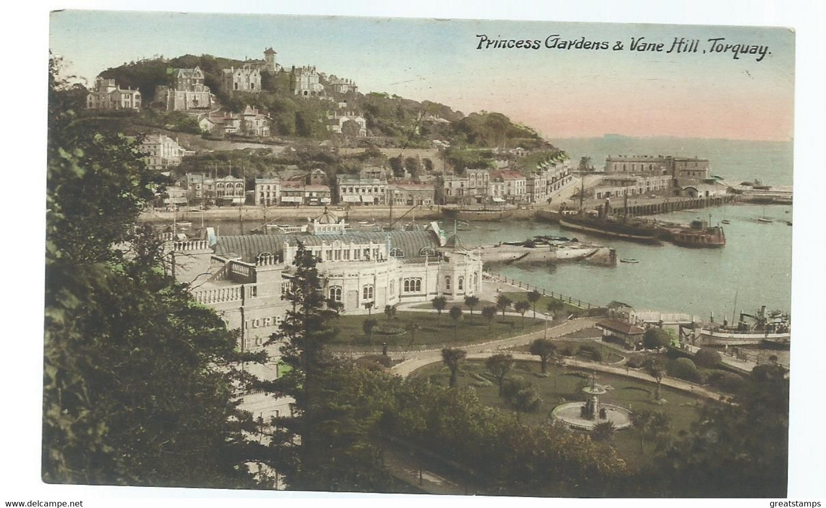 Devon Postcard Torquay Princess Gardens And Vane Hill  E.hardman Unused - Torquay