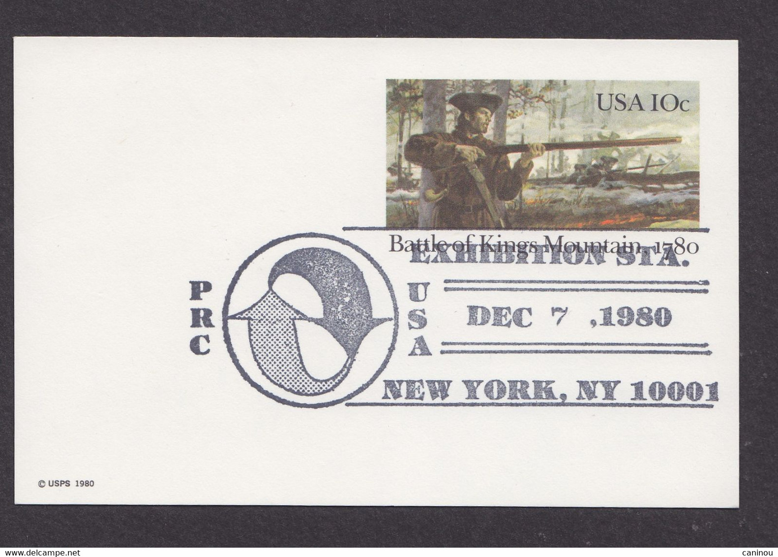 ETATS-UNIS ENTIER POSTAL CARTE BATTLE OF KINGS MOUNTAIN 1780 EXPOSITION NEW YORK 1980 - 1961-80