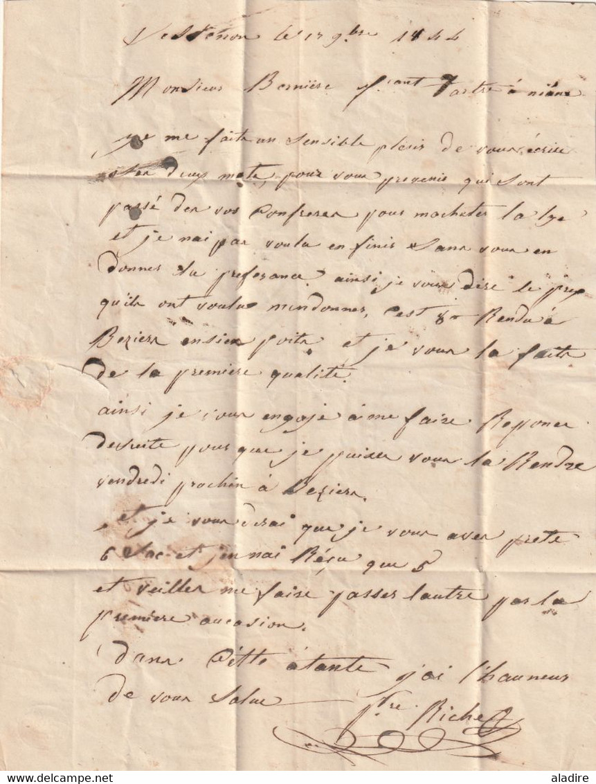 1840 - Petit Cachet Cessenon Sur Orb Sur LAC Vers 33 ANIANE, Hérault - Cursive Arrivée - Taxe 2 - 1801-1848: Voorlopers XIX