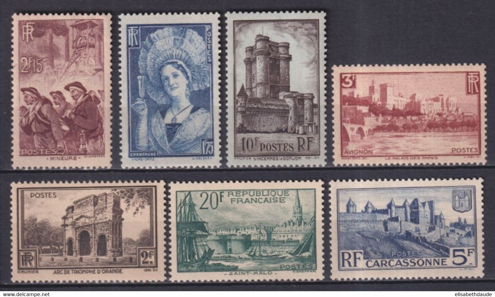 1938 - SERIE COMPLETE YVERT N° 388/394 ** MNH - COTE = 165 EUR. - - Nuevos