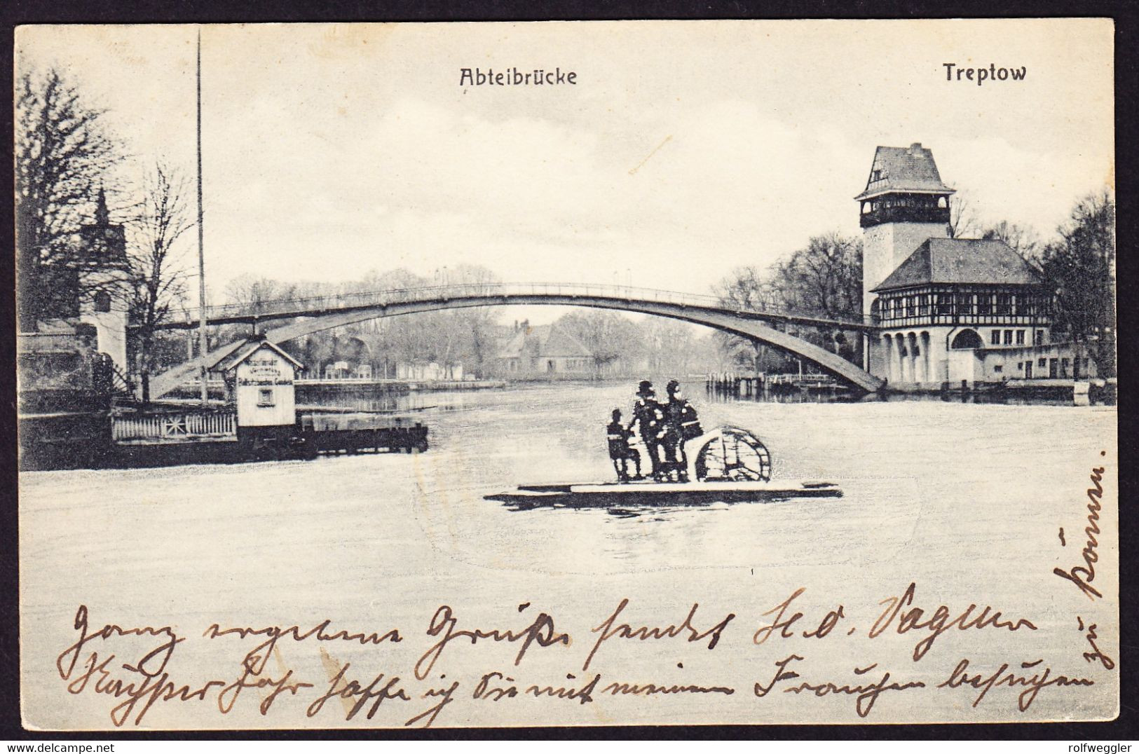 1924 Gelaufene AK Abtei Brücke Mit Trettboot Bei Treptow - Treptow