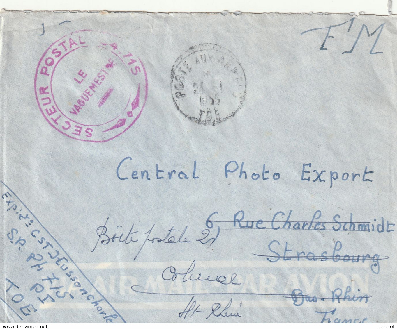 FRANCE LETTRE 1955 POSTE AUX ARMEES SECTEUR POSTAL 84 715 - Sonstige & Ohne Zuordnung