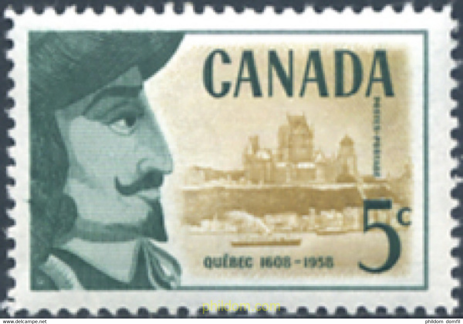 129754 MNH CANADA 1958 350 ANIVERSARIO DE LA FUNDACION DE QUEBEC - 1952-1960