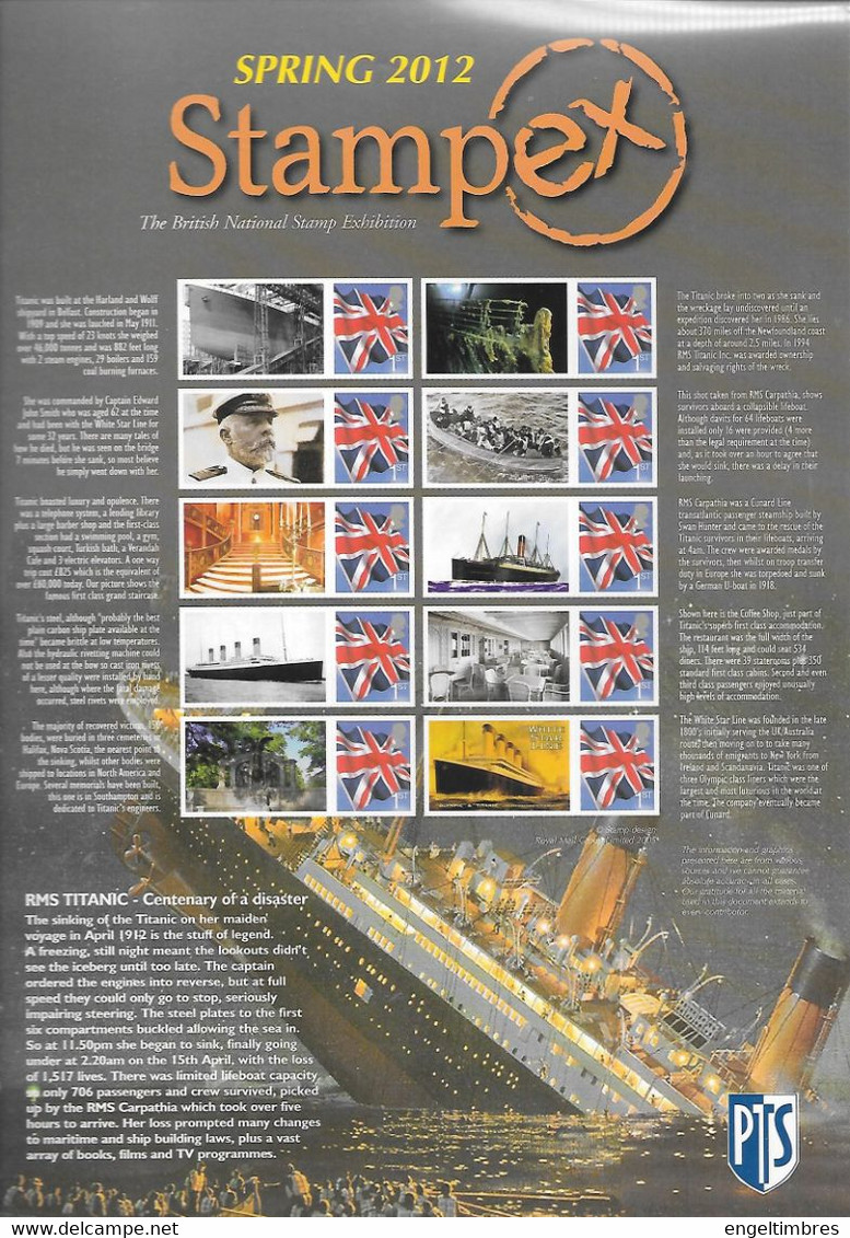 GB  STAMPEX Smilers Sheets   - Spring 2012 - RMS Titanic - Francobolli Personalizzati