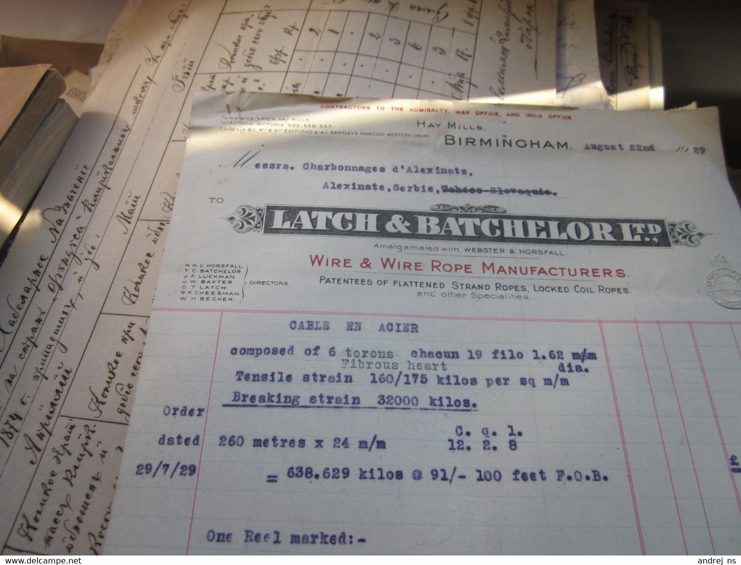 Latch Batchelor LTD Birmingham 1929 - Royaume-Uni