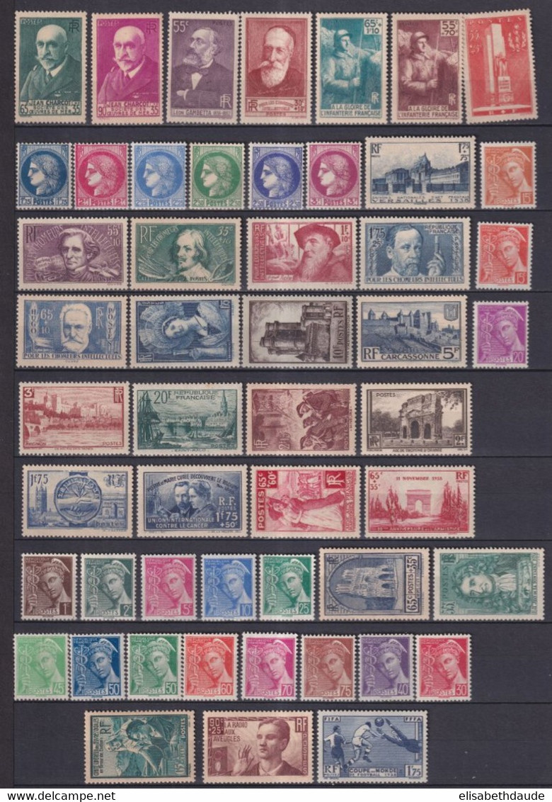 1938 - ANNEE COMPLETE YVERT N°372/418 SAUF ADER (398) ** MNH  - COTE = 570 EUR. - - ....-1939