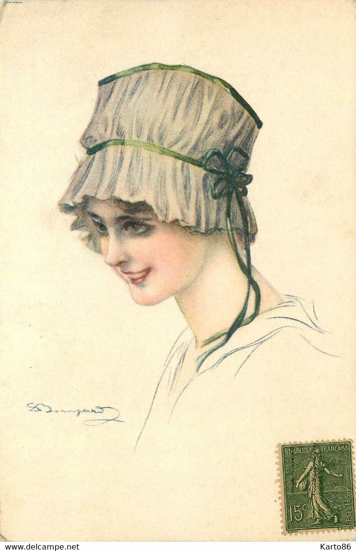 BOMPARD * Cpa Illustrateur * Femme En Coiffe * Mode - Bompard, S.