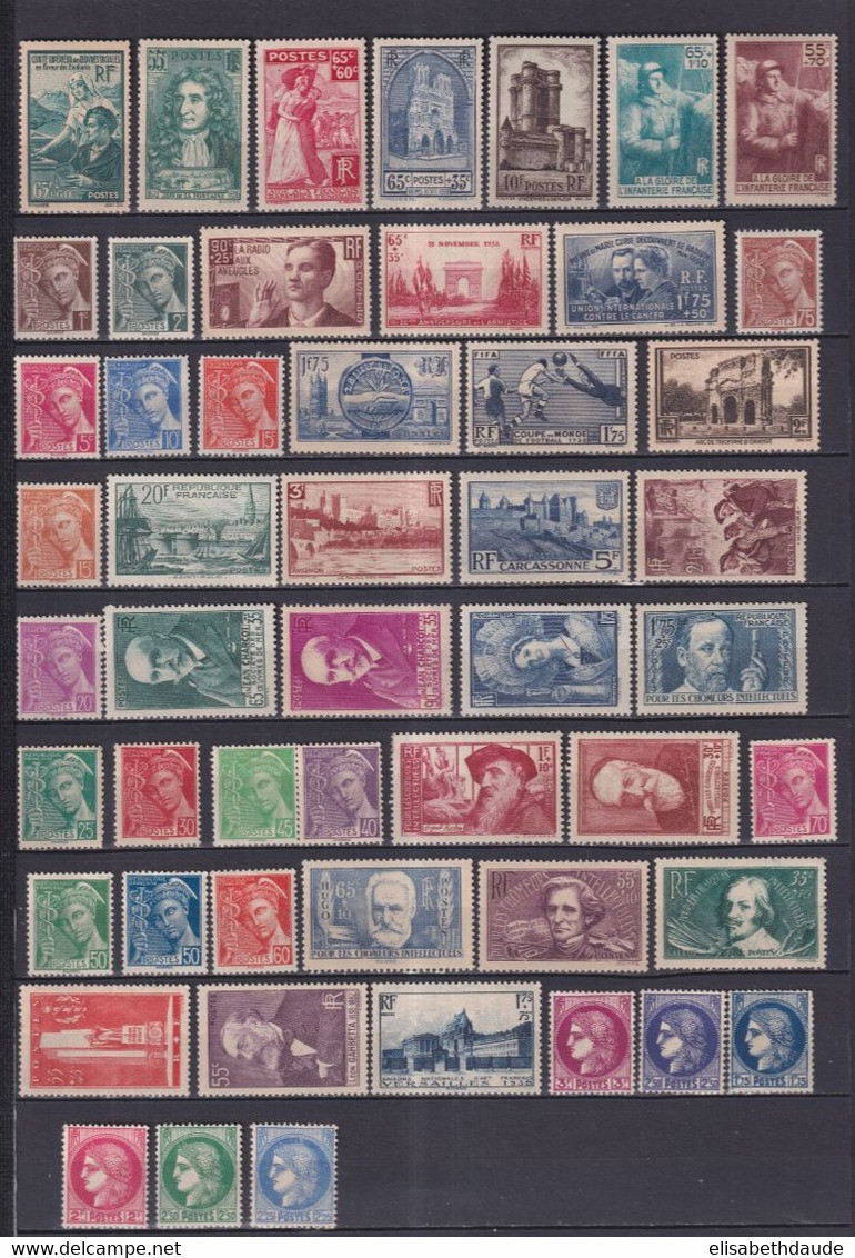 1938 - ANNEE COMPLETE YVERT N°372/418 SAUF ADER (398) * MH  - COTE = 265 EUR. - - ....-1939