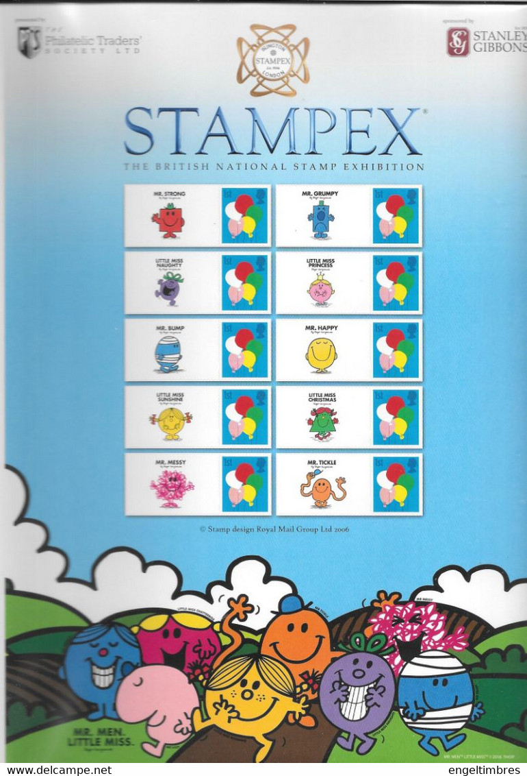 GB  STAMPEX Smilers Sheets   -  Spring 2017 - Mr Men &  Little Miss Cartoons - Francobolli Personalizzati