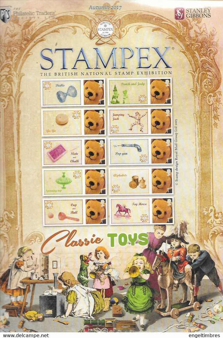 GB  STAMPEX Smilers Sheets   -  Autumn  2017 -  Classic Toys - Francobolli Personalizzati