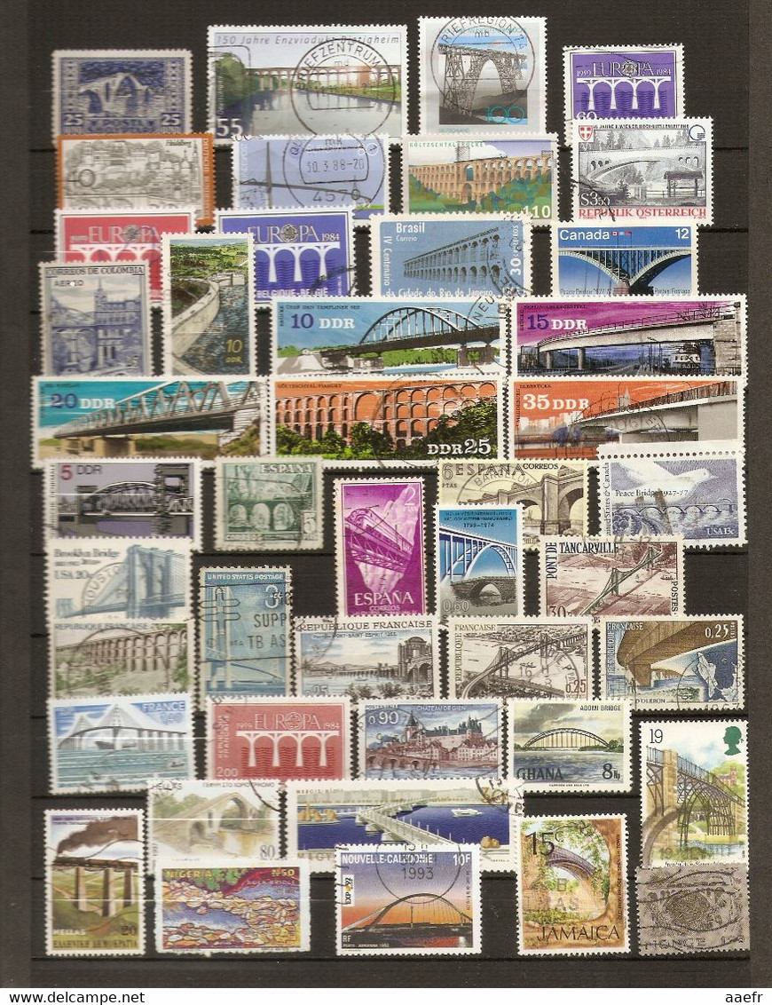 Monde - Ponts - Viaducs - Petit Lot De 61 Timbres° - Vrac (max 999 Timbres)