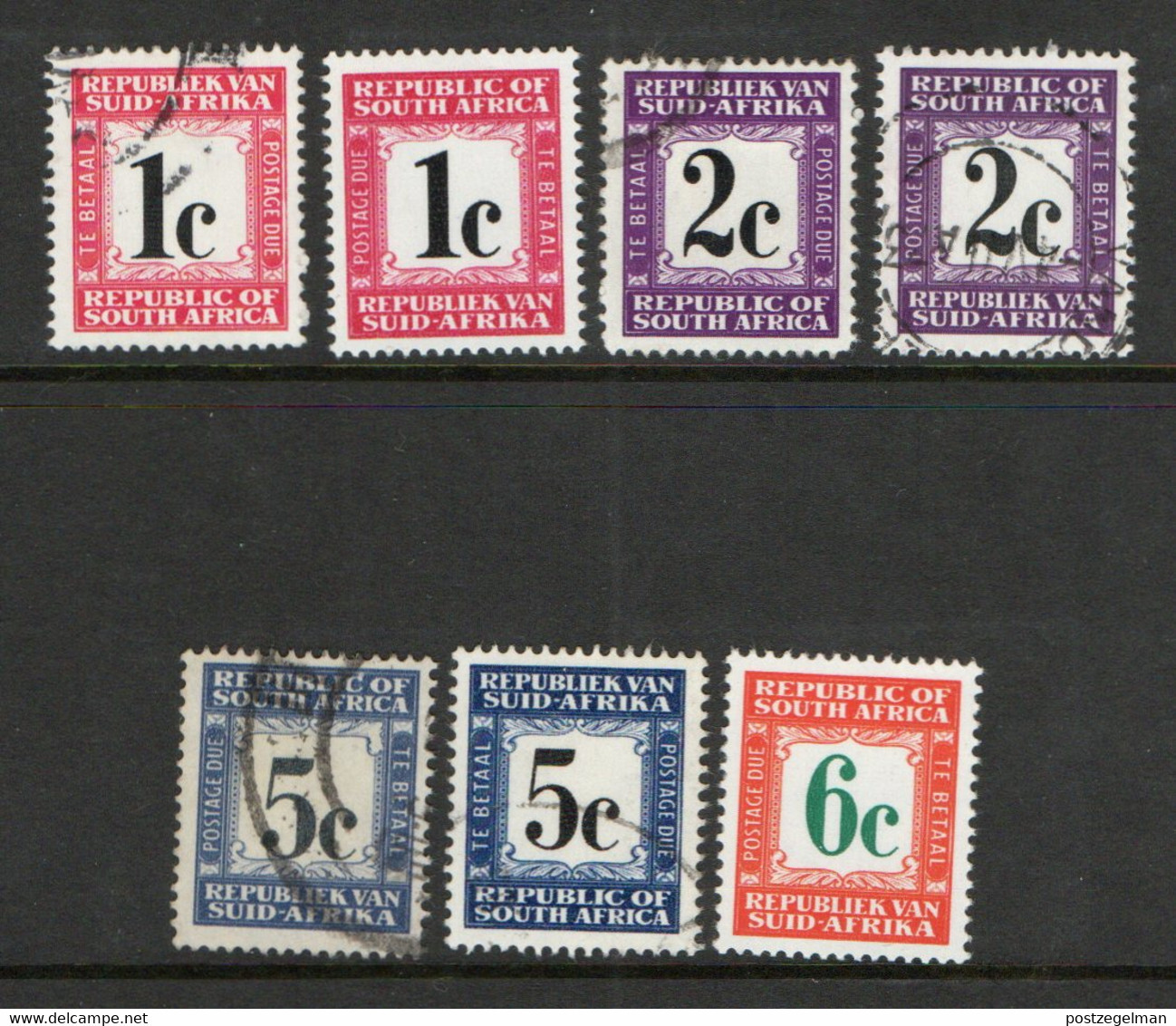 SOUTH AFRICA, 1967, Mixed Cancelled Stamps  , Porto, P56=P60, Scan Nr. 12239 (7 Values Only) - Postage Due