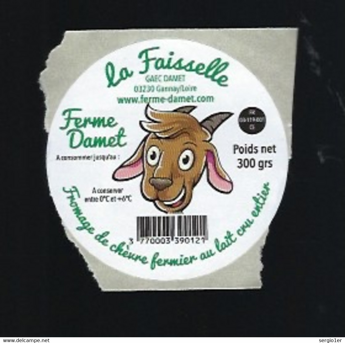 étiquette Fromage De Chevre Fermier La  Faisselle  Ferme Damet  Gammay/Loire 03 FR03119001CE - Fromage