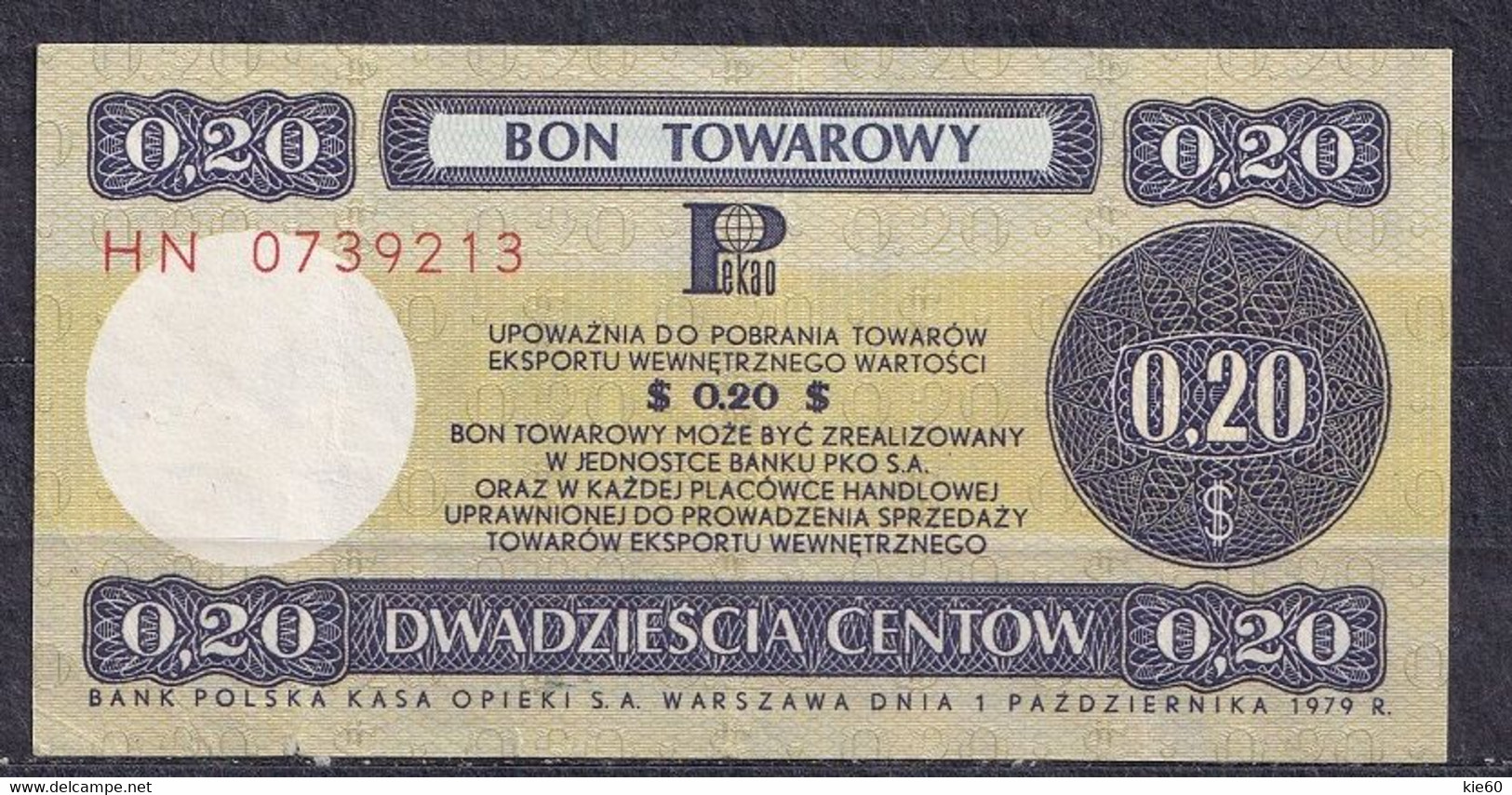 Poland  - 1979 - 20 Cent . FX38...XF - Pologne