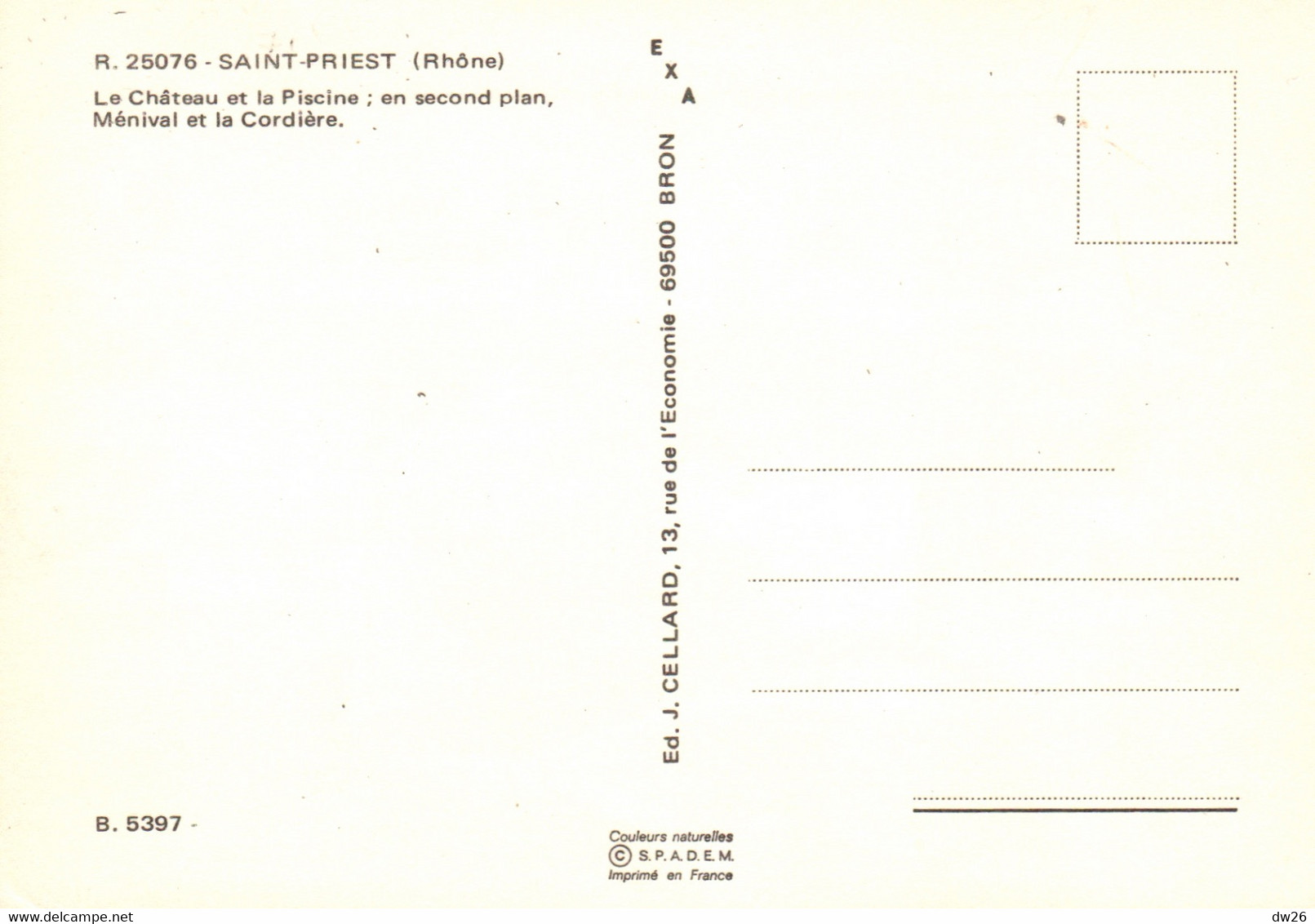 St Saint-Priest - Le Château Et La Piscine, Ménival Et La Cordière - Edition J. Cellard - Carte Non Circulée - Saint Priest