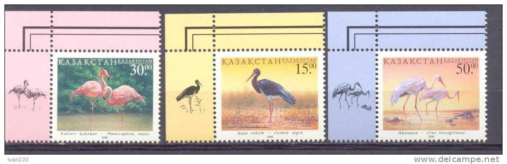 1998. Kazakhstan, Rare Birds, 3v With Corners A, Mint/** - Kasachstan