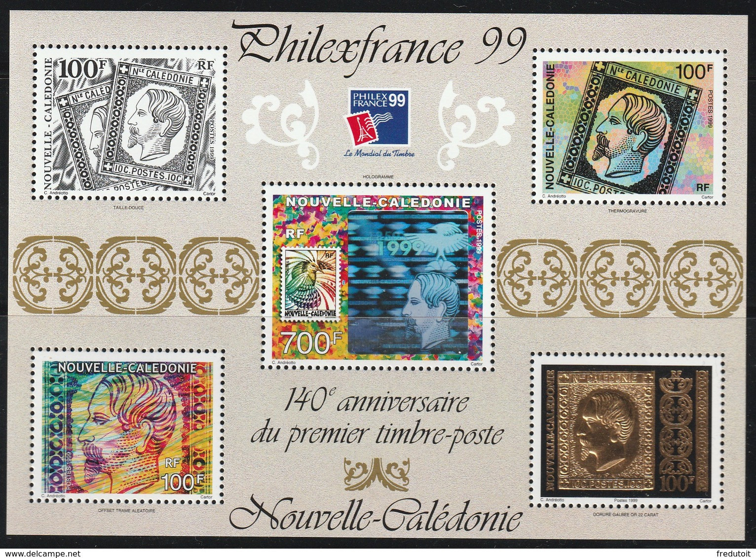 NOUVELLE CALEDONIE - BLOC N° 22 ** (1999) Philexfrance 99 - Hojas Y Bloques