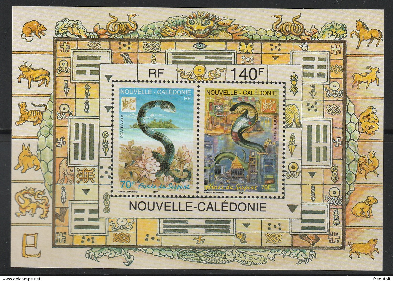 NOUVELLE CALEDONIE - BLOC N°25 ** (2001) Année Du Serpent - Hojas Y Bloques