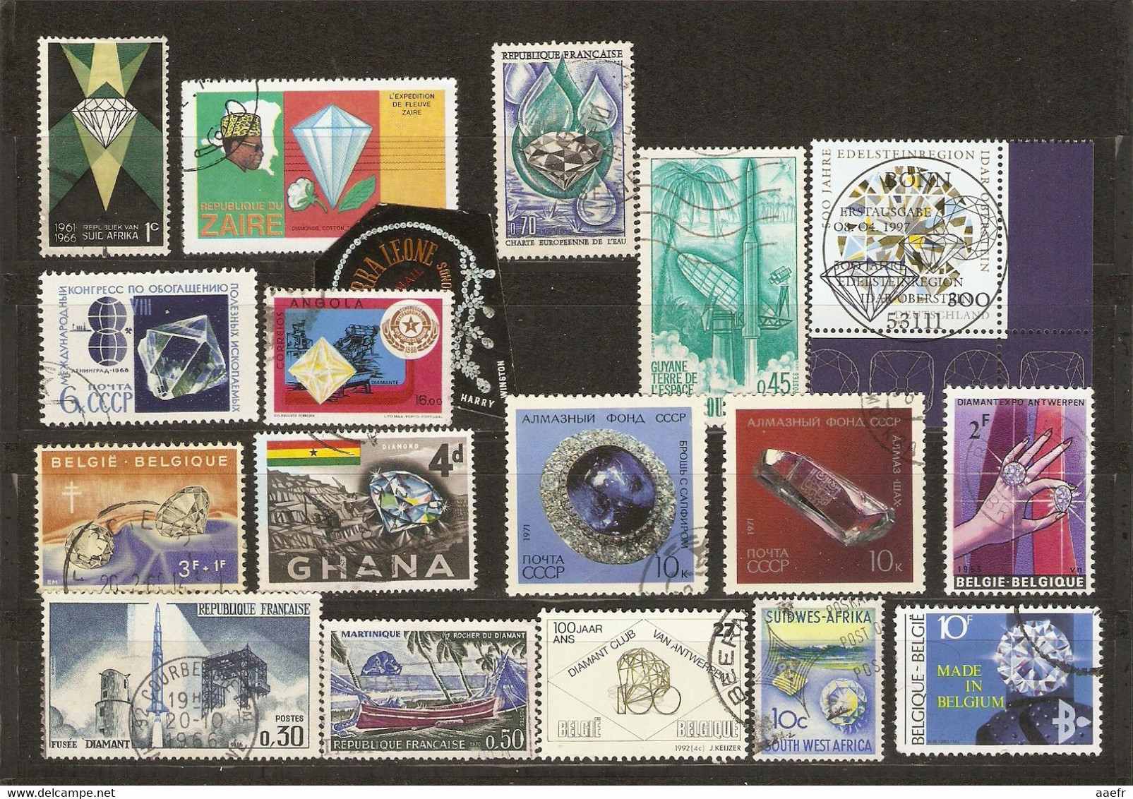 Diamant - Petit Lot De 18 Timbres + 20 Oblitérations "diamant" - Diamantstempel - Vrac (max 999 Timbres)