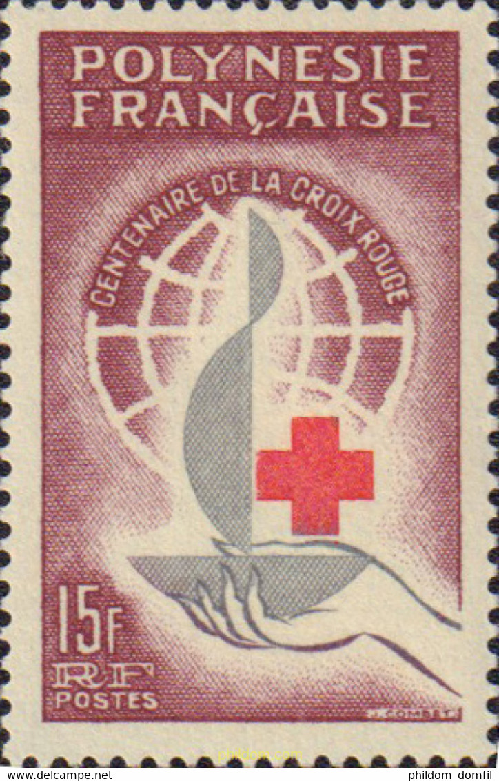 660093 HINGED POLINESIA FRANCESA 1963 CENTENARIO DE LA CRUZ ROJA INTERNACIONAL - Gebraucht