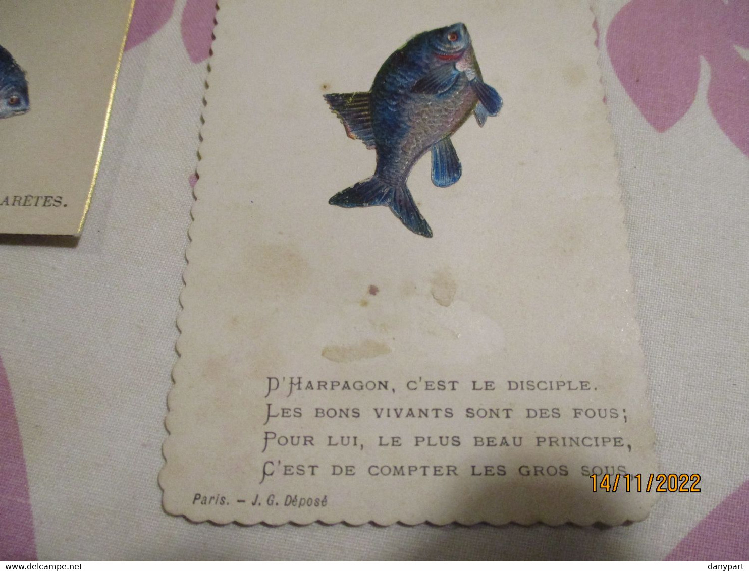 Carte Fantaisie - 1er AVRIL - Poisson D'Avril - 4 CARTES J.G. PARIS DEPOSE - Animales