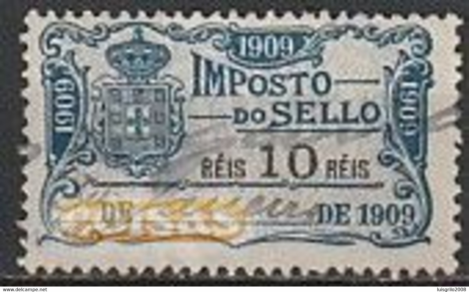 Fiscal/ Revenue, Portugal, 1909 - Imposto Do Sello -|- 10 Rs. - Oblitérés