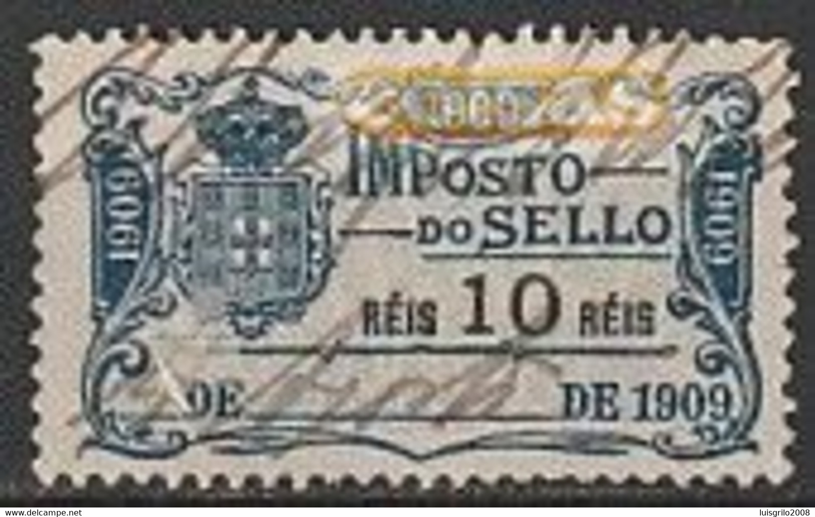 Fiscal/ Revenue, Portugal, 1909 - Imposto Do Sello -|- 10 Rs. - Usado