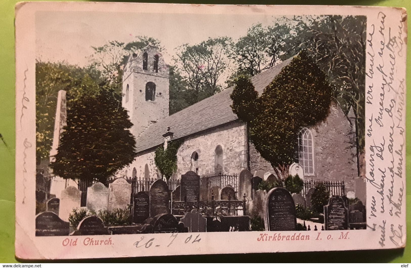 Old Church KIRKBRADDAN Isle Of MAN , GB ,  Posted At Swansea ,1904 - Isle Of Man