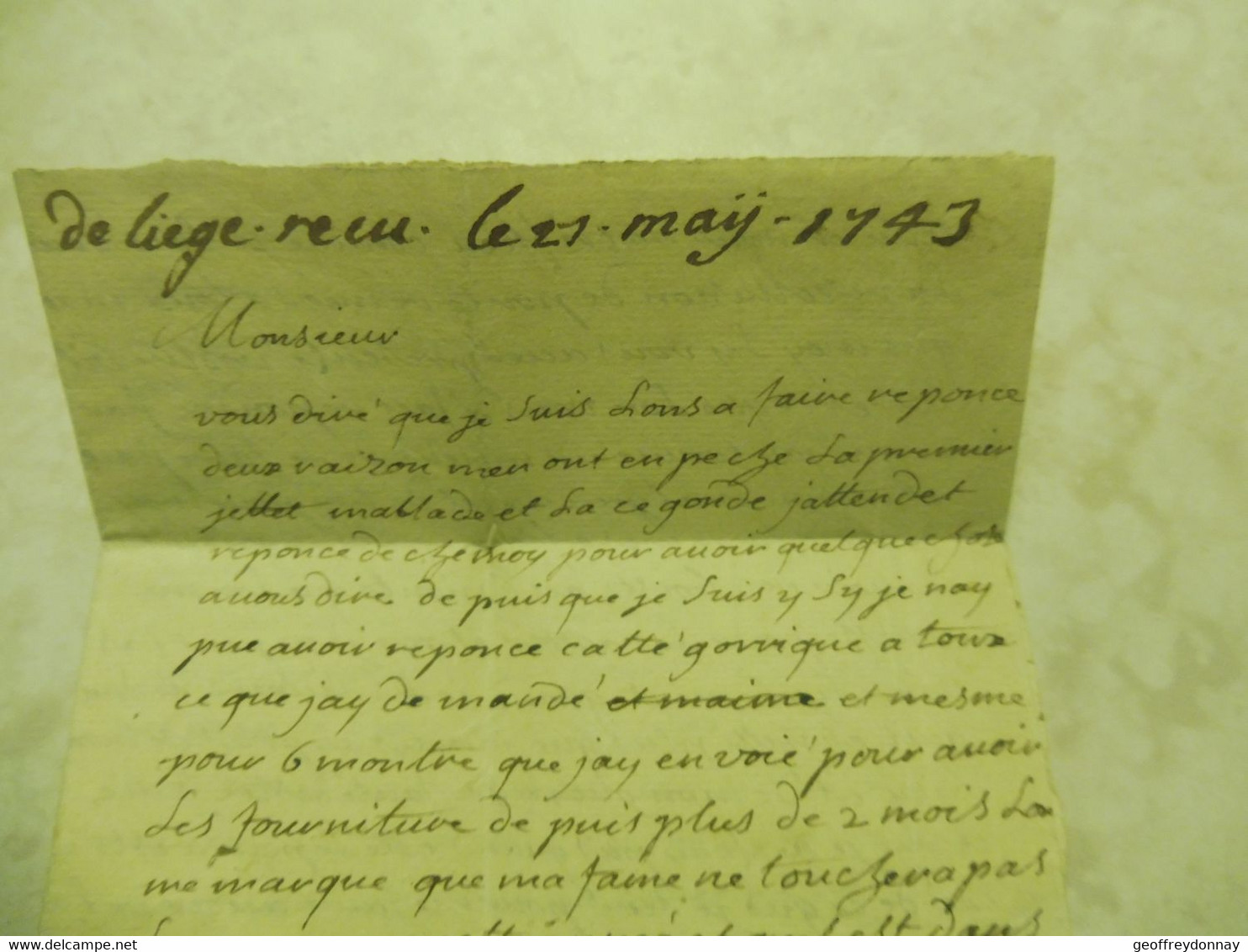 Belgique Belgie Precurseur  Biref Lettre  Bruxelles Liege 1743 - 1714-1794 (Paises Bajos Austriacos)