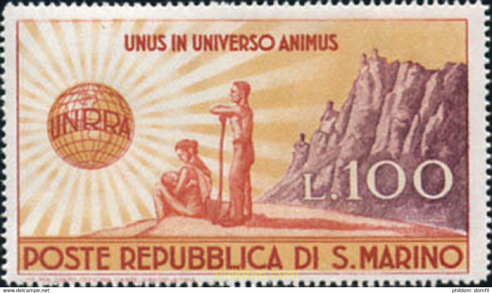 140601 MNH SAN MARINO 1946 HOMENAJE A LA ADMINISTRACION DE LAS NACIONES UNIDAS - Oblitérés