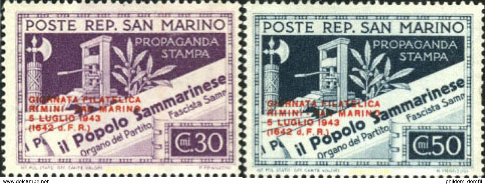 627659 HINGED SAN MARINO 1943 PERIODICOS DE SAN MARINO - Usati