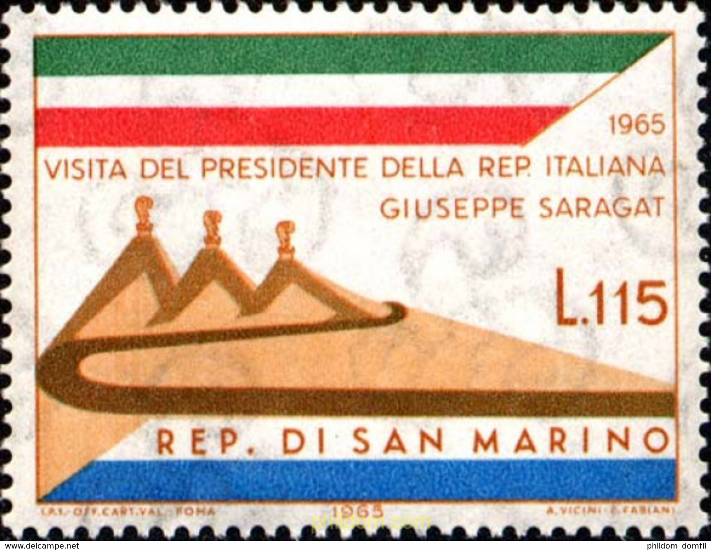 140797 MNH SAN MARINO 1965 VISITA DEL PRESIDENTE ITALIANO GIUSEPPE SARAGAT - Used Stamps