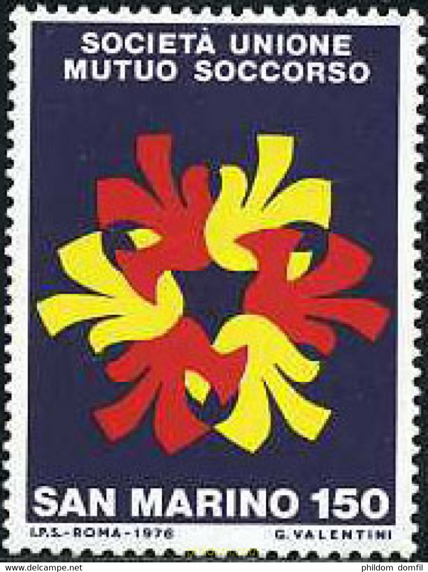 141002 MNH SAN MARINO 1976 CENTENARIO DE LA SOCIEDAD DE SOCORRO MUTUO - Used Stamps