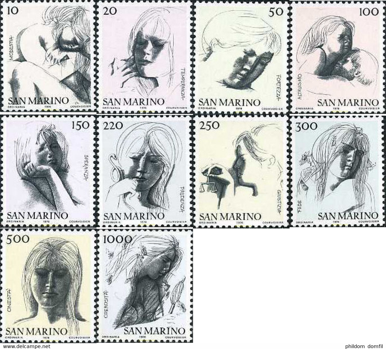 141000 MNH SAN MARINO 1976 LAS VIRTUDES CIVILES - Used Stamps