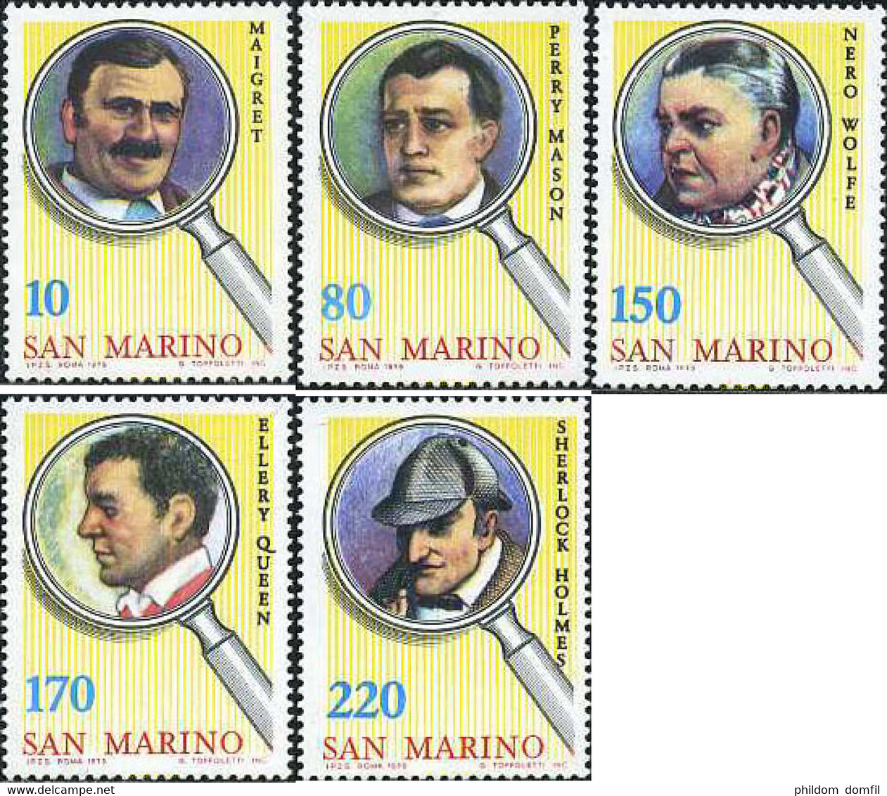 141083 MNH SAN MARINO 1979 PERSONAJES POPULARES DE LA LITERATURA POLICIACA - Used Stamps