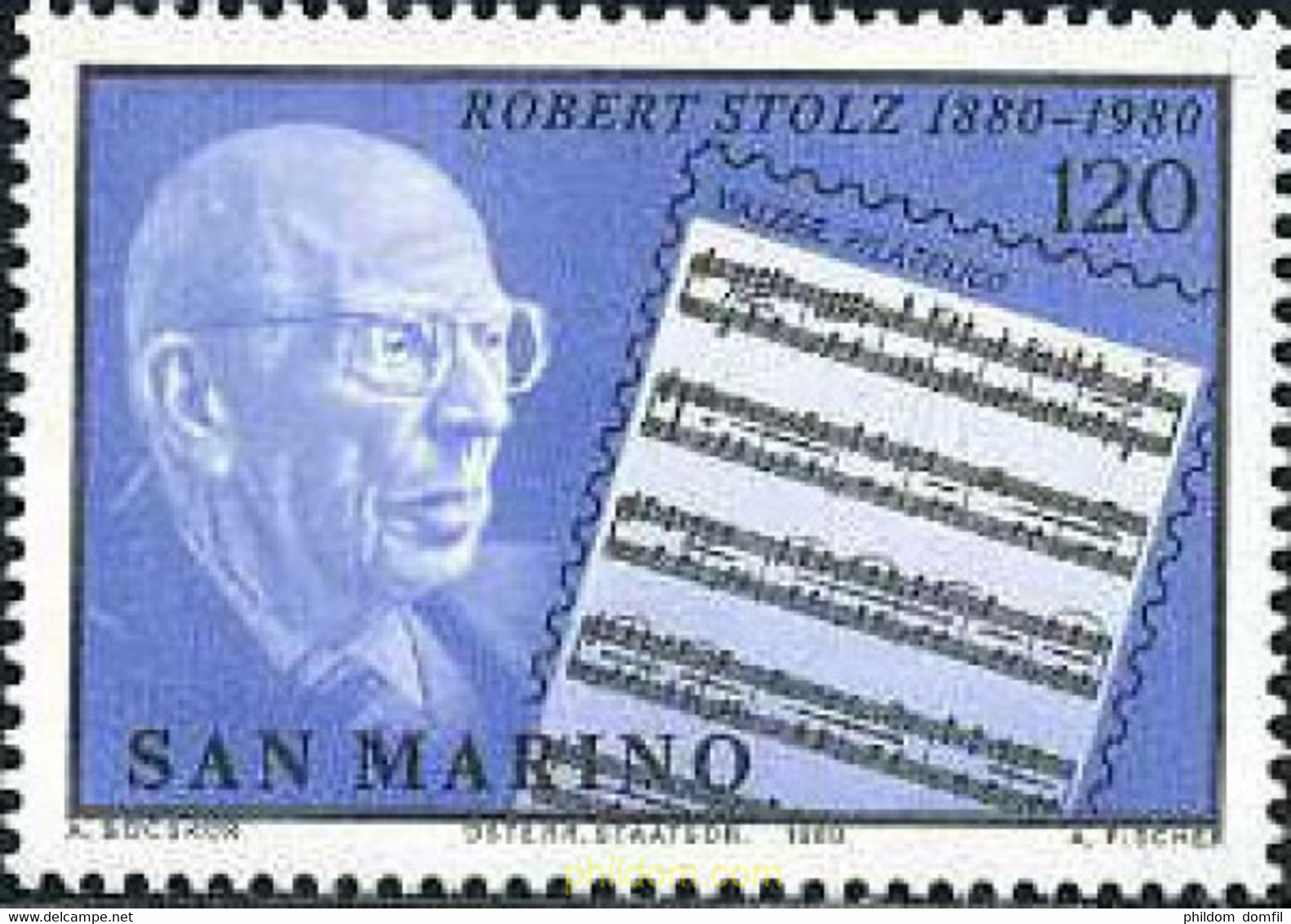 141118 MNH SAN MARINO 1980 100 ANIVERSARIO DEL NACIMIENTO DE ROBERT STOLZ - Usados