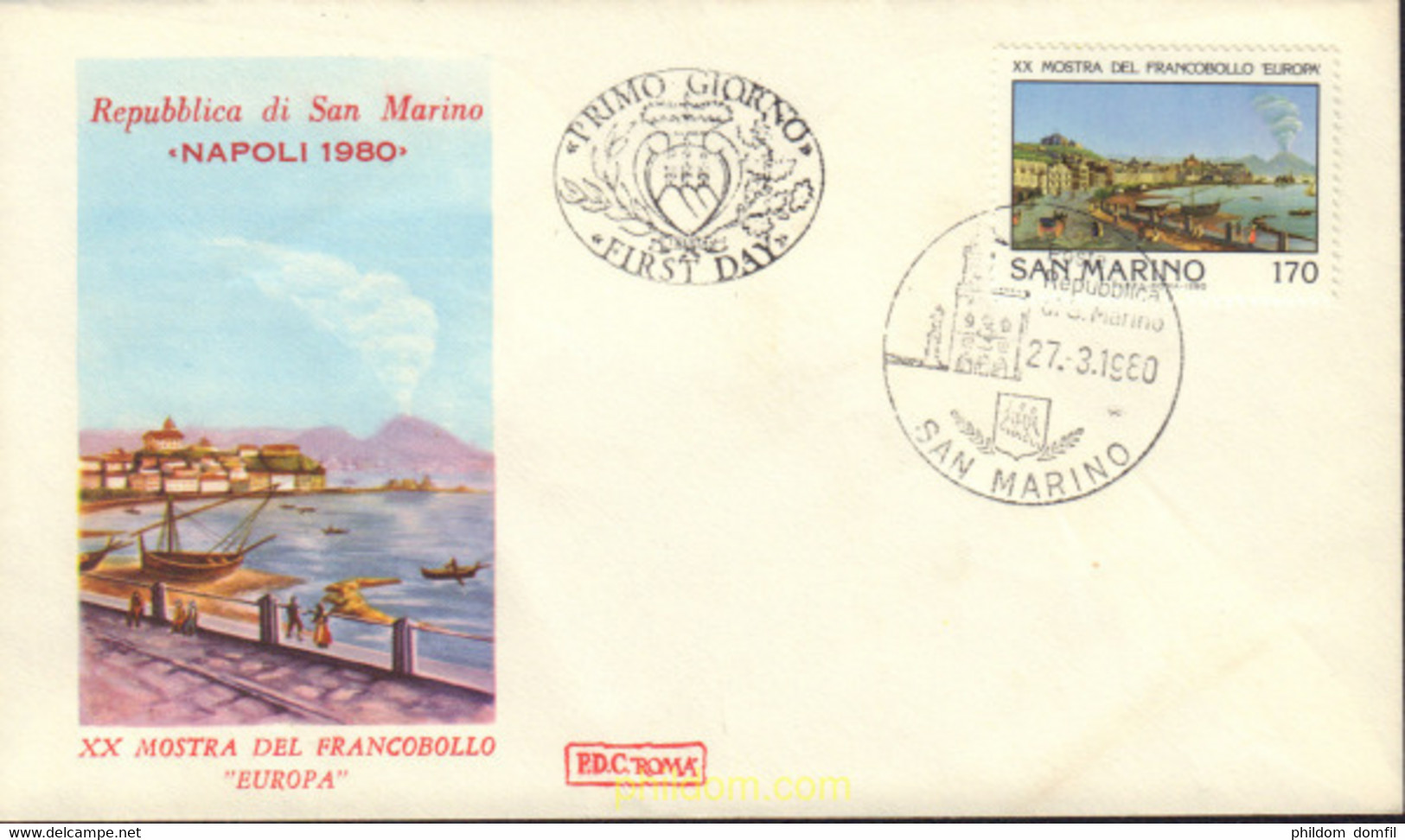 445438 MNH SAN MARINO 1980 20 EXPOSICION FILATELICA INTERNACIONAL "EUROPA" EN NAPOLES - Used Stamps