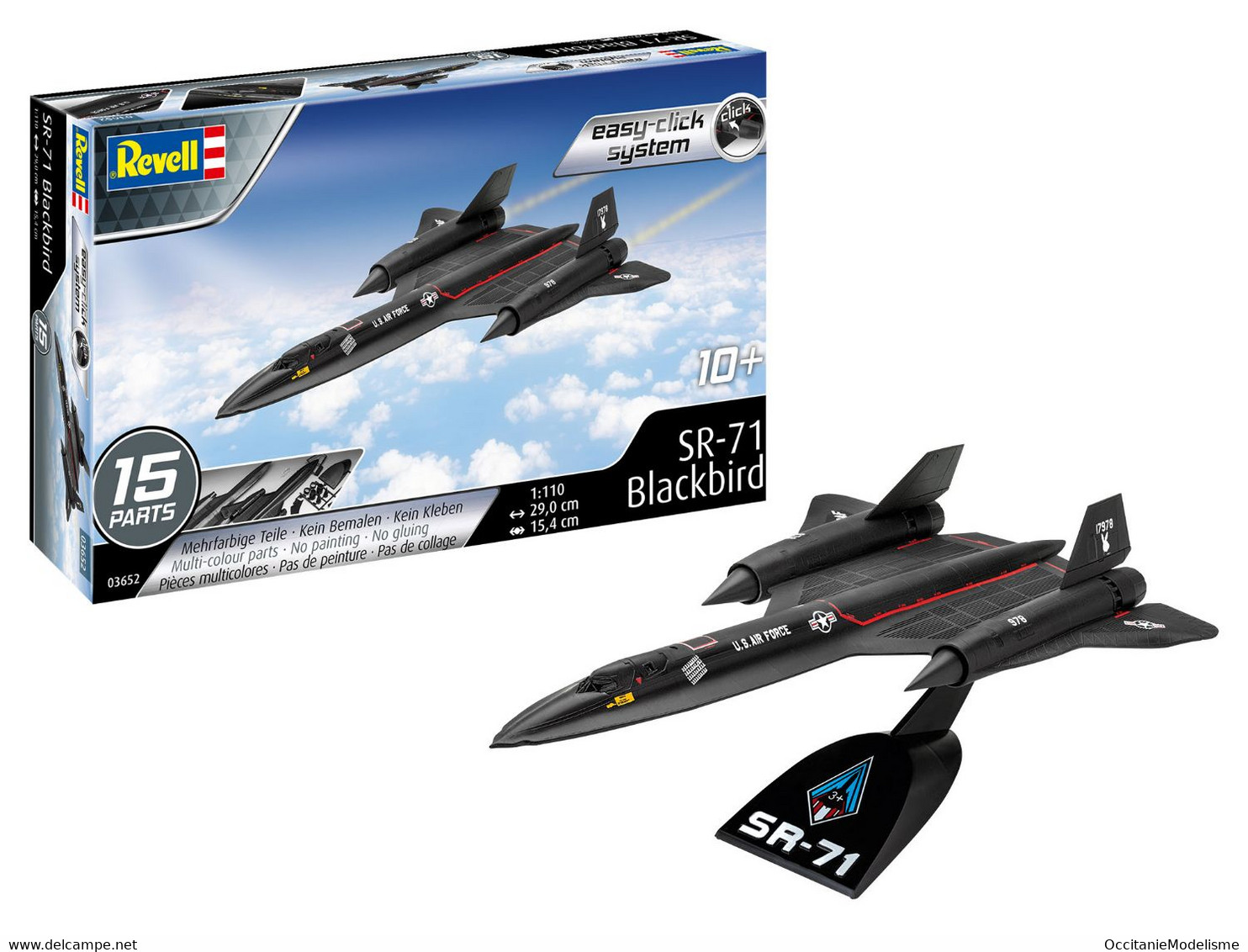 Revell - LOCKHEED SR-71 A BLACKBIRD Easy-click Maquette Kit Plastique Réf. 03652 Neuf NBO 1/110 - Vliegtuigen