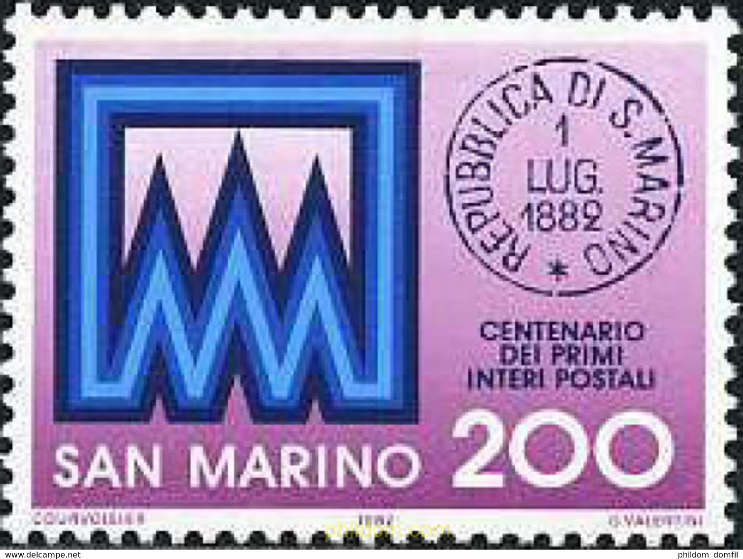141165 MNH SAN MARINO 1982 CENTENARIO DE LAS PRIMERAS OFICINAS DE CORREOS EN SAN MARINO - Usados